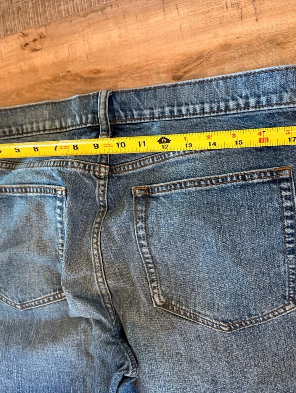 J.CREW Flex Stretch Straight Men's Denim Jeans Blue Button Logo‎ 5-Pocket 35x32
